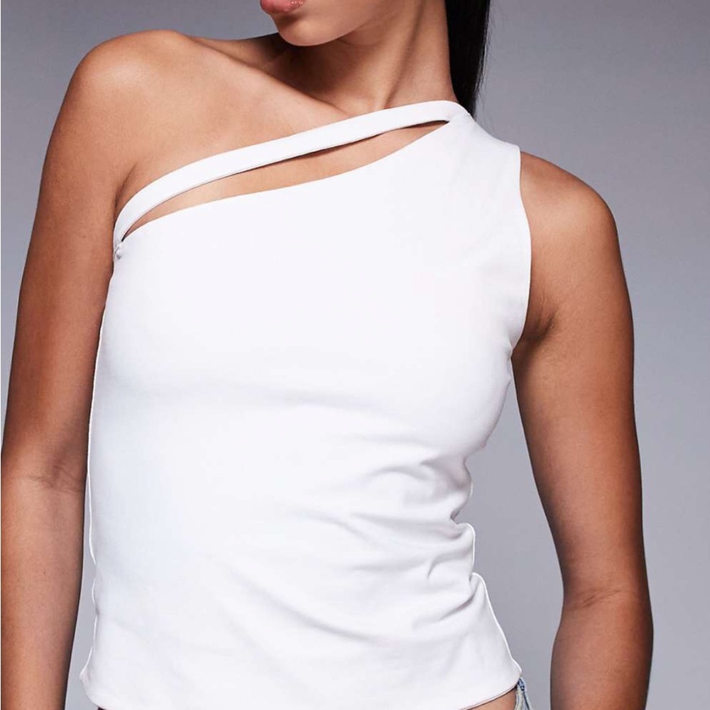 ASOS White Asymmetrical Tank Top